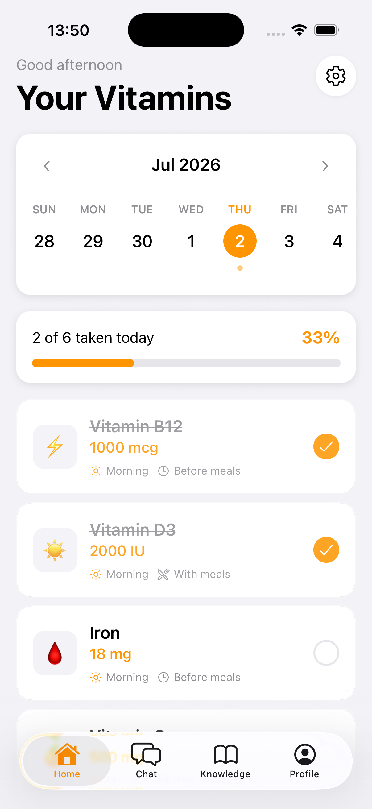 VitaminHelper app screenshot